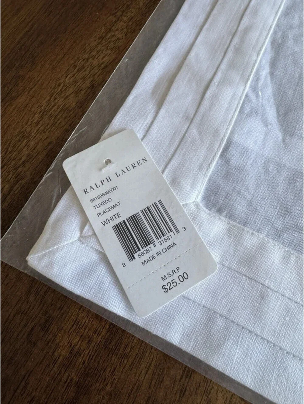 Set Of 4 Ralph Lauren White Tuxedo Pleat Placemats 100% Linen